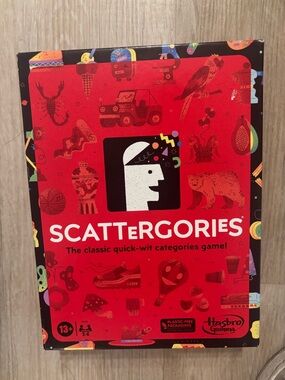 Amazon Hasbro Scattergories Board Game - Red with Black & White Accents